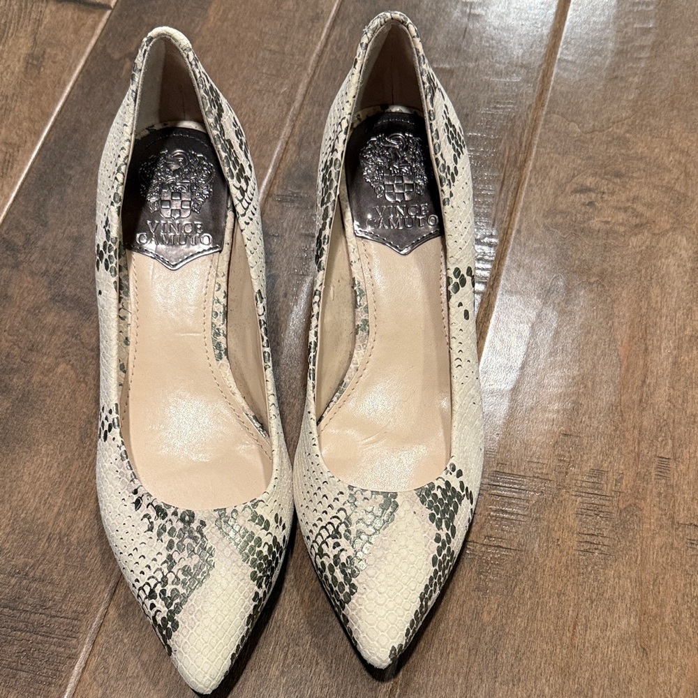 Vince Camuto Snakeskin Heels - Black and Cream